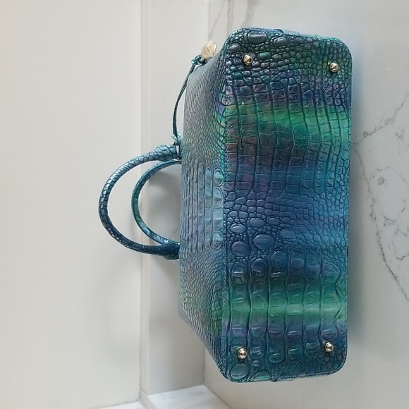 SOLD! NWT Brahmin Large Duxbury Croc Embossed Leather Satchel Blue Topaz 💙💕 - Picture 14 of 16